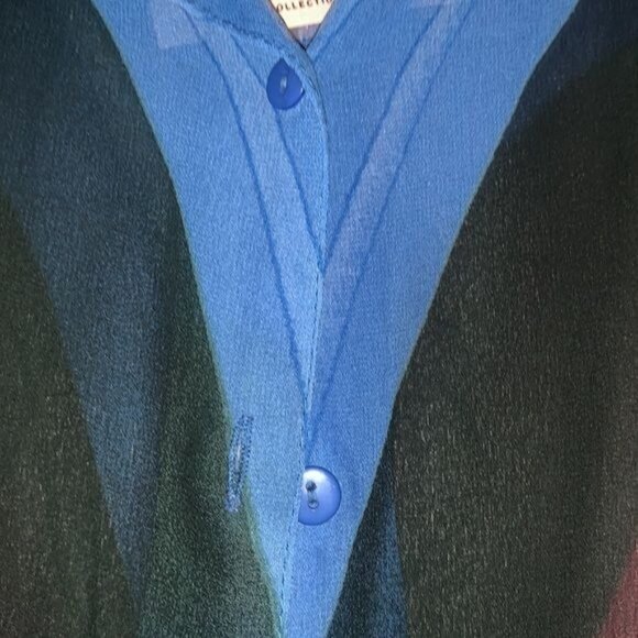 Shopping With Anthony Colorful Button-Up Shirt 1X Multicolor Polyester Long Slee - Picture 2 of 10